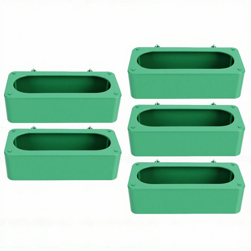 5pcs Bird Cage Feeder Anti Splash Plastic Hanging Food Water Dispenser for Small Pets Parrots Budgies Pigeon Large Green
