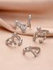 4PCS Hip Hop Fashion Geometric Water Drop Shape Women's Ring Set Music Festival Ball Zircon
