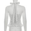 Women Summer Sweetheart Neck Polka Dot Ruffle Hem Slim Fit Sleeveless Camisole Top