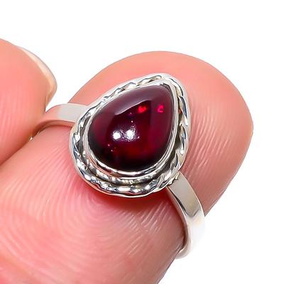 Přírodní granátový drahokam Ručně vyrobený 925 ryzí stříbro Šperk Prsten S.6 y1s22