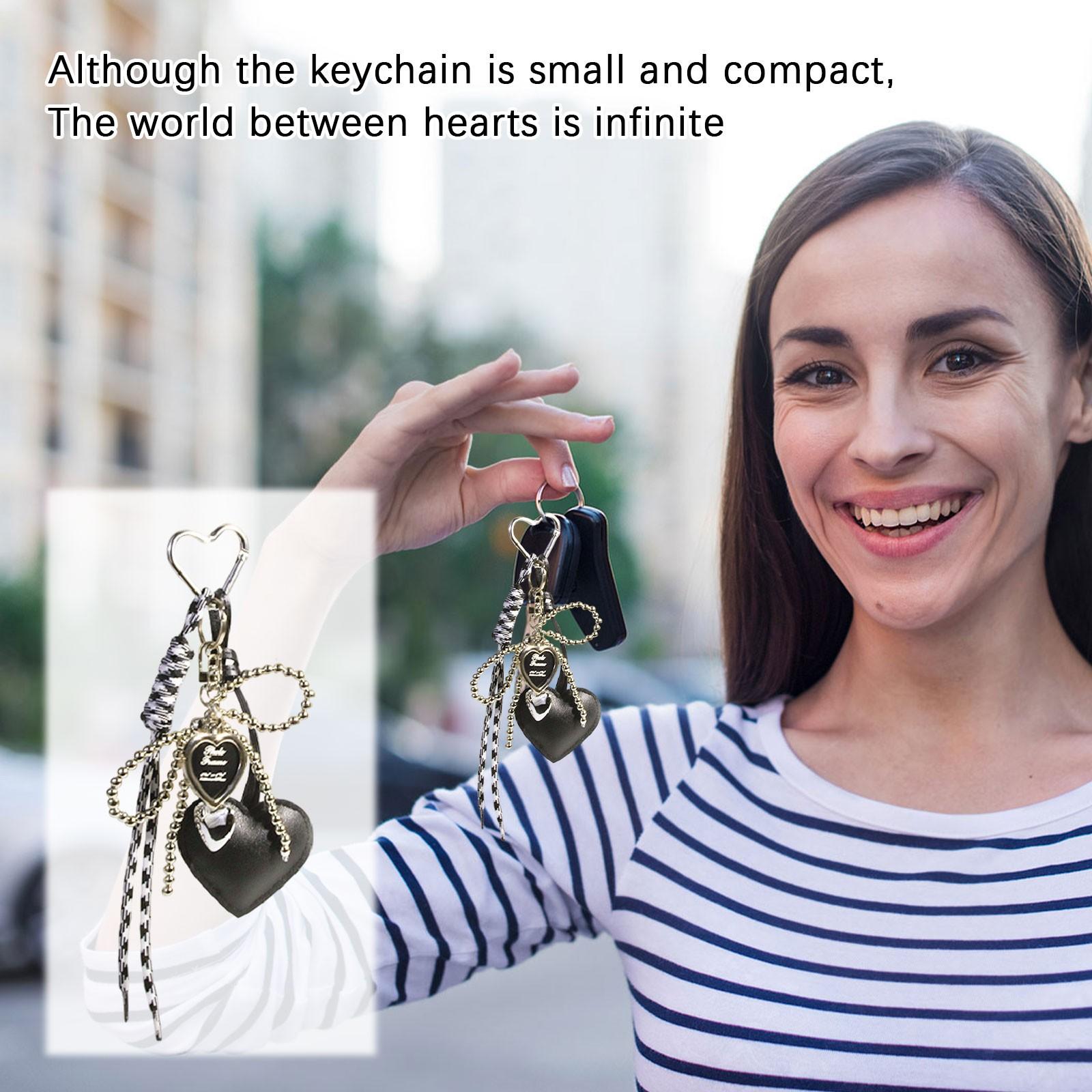 Девчачья бусина бант сумка кулон кожаное сердце супер красивый брелок кулон One Size