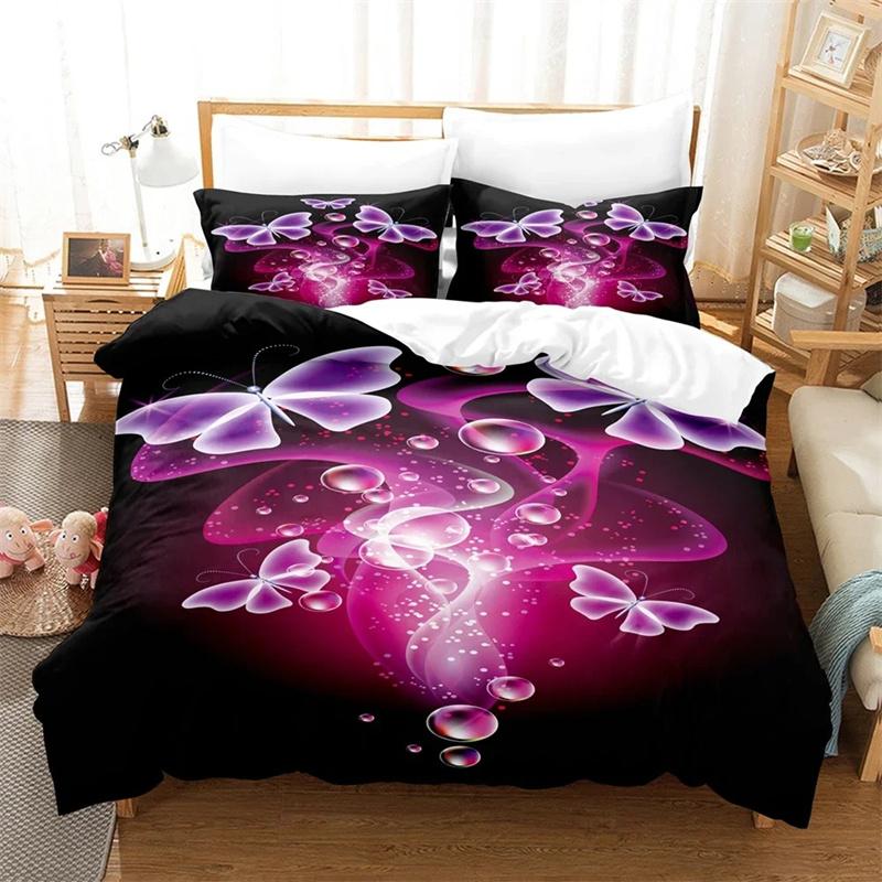 3D Printed Magic Butterfly Pattern Bedding Sets Exquisite Bed Supplies Set Duvet Cover Bed Comforter Set Luxury Birthday Gift