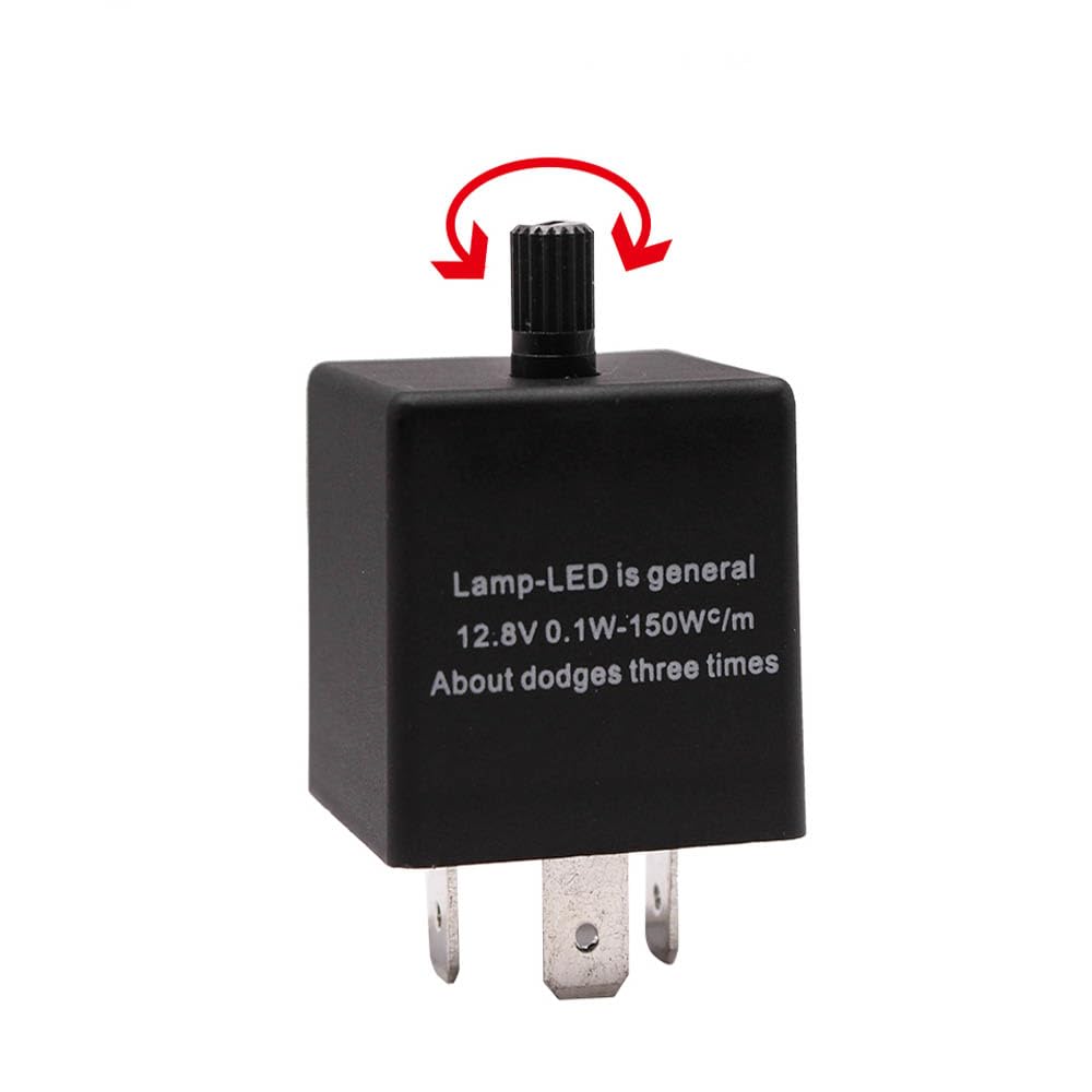 

HUIQIAODS Compatible with halogen LED [3 pin] [1 piece] High flash prevention IC turn signal relay 12V150WCF14 blinking speed adjustable Answer b