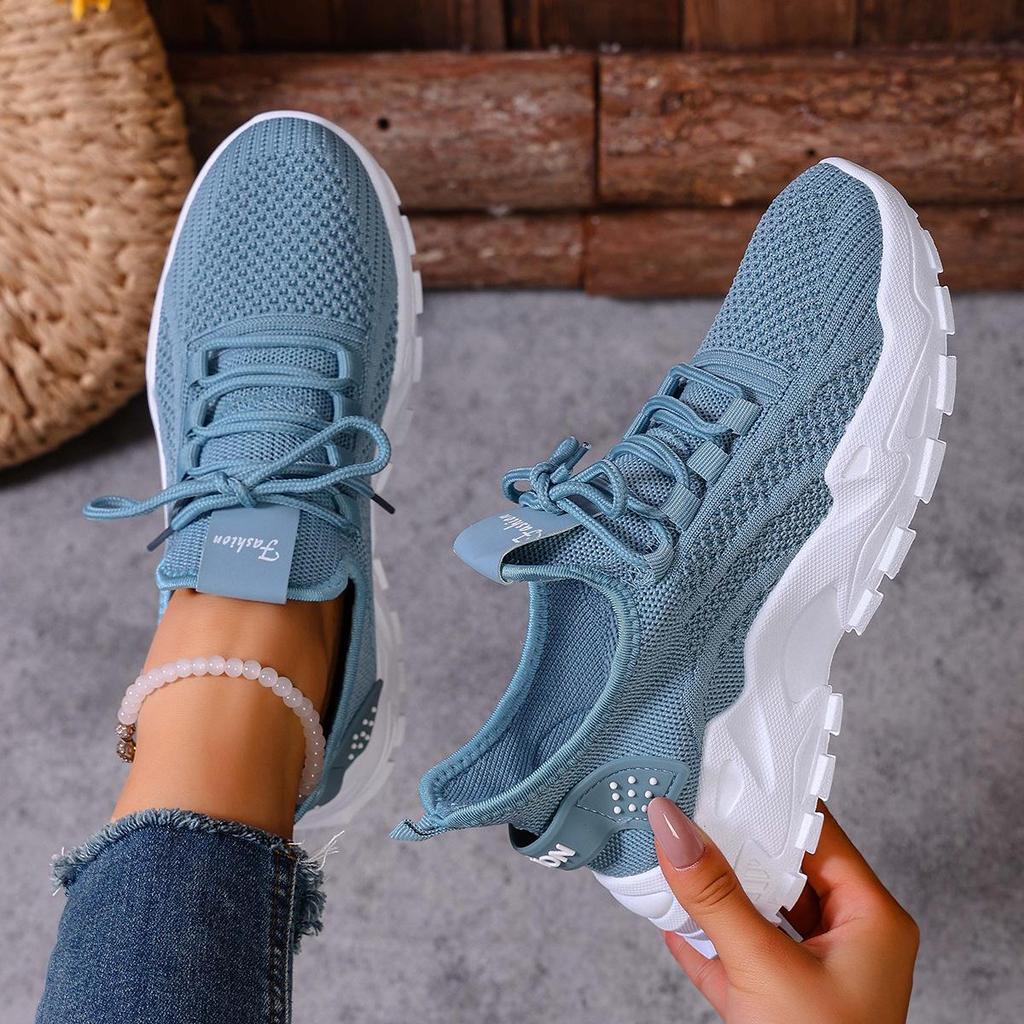 Scarpe da Ginnastica Tessute Volanti da Donna Taglie Forti, Suola Morbida Antiscivolo, Scarpe da Corsa Casual, Scarpe Sportive Leggere Traspiranti Comode per Donne
