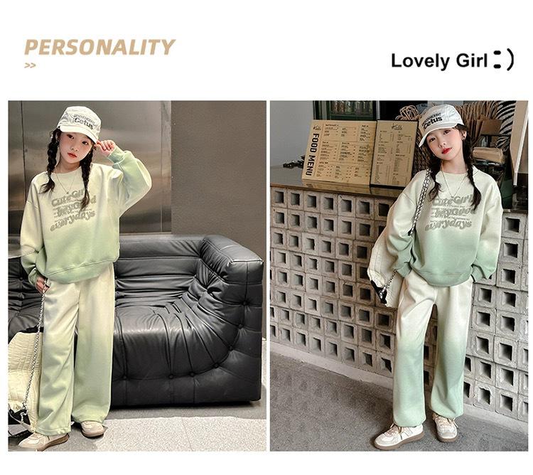 2025 New Autumn Street Style Sports Sweater Suit for Big Girls