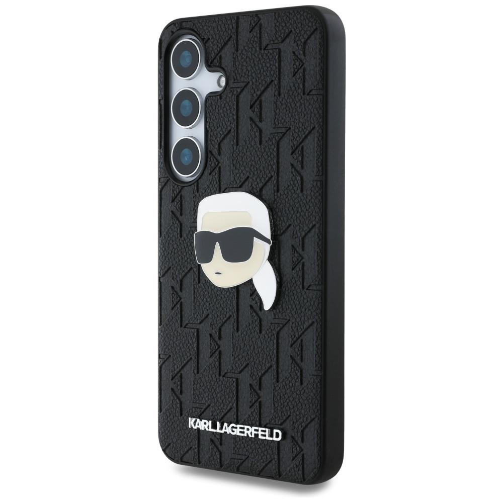 Karl Lagerfeld Leather Monogram Pin Logo Case for Samsung Galaxy S25 Black