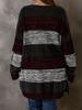 2025 Casual European & American Long Knit Cardigan Color Block Patchwork Wool Coat
