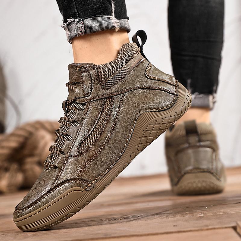 Herren Handgefertigt Muster Leder Bequeme Weiche Socke Stiefeletten Herbst Winter Herren Stiefel