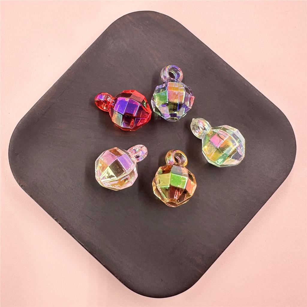 12*17.5mm 5 Stück Bunte Runde Transparente Schmuckzubehör Acrylperlen für DIY Anhänger Perlenfädeln Handgefertigtes Zubehör