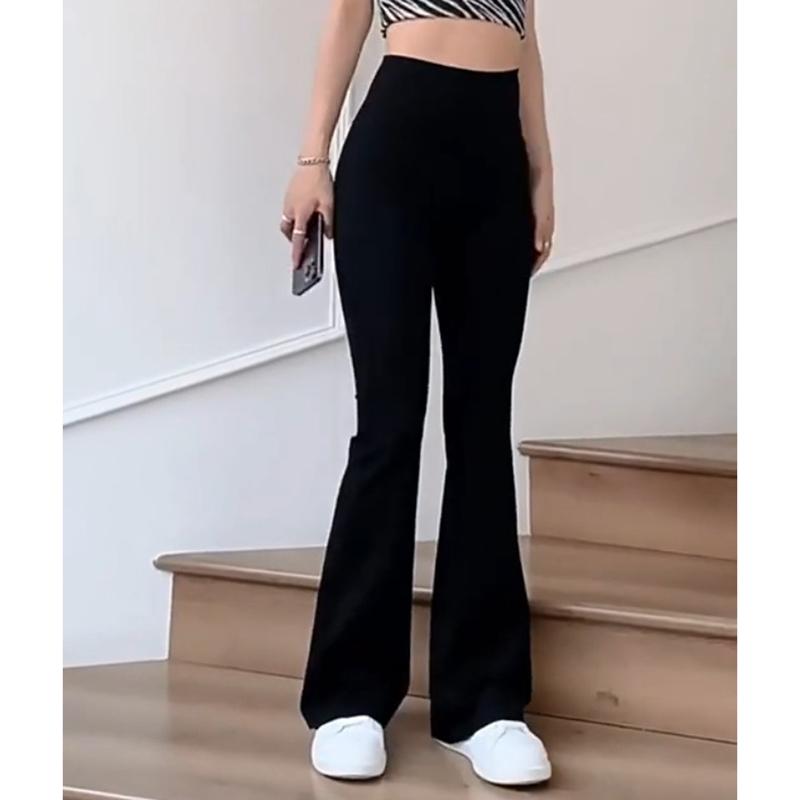 Kvinner Micro Flared Shark Bukser Leggings Slanke Yoga Bukser Kvinner Høy midje Brede beinbukser Gym Sport Utsvingede bukser Dansebukser