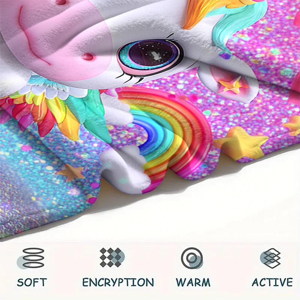 Unicorn Print Flannel Blanket, High Quality Comfortable for All Seasons, Home Decor, Warmth and Comfort, Perfect for Christmas Gifts