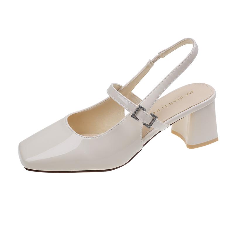 Spring Shoes for Women Mary Janes Black Patent Leather Square Toe Sexy Party Square Heel Ladies Shoes Zapatos Para Mujeres