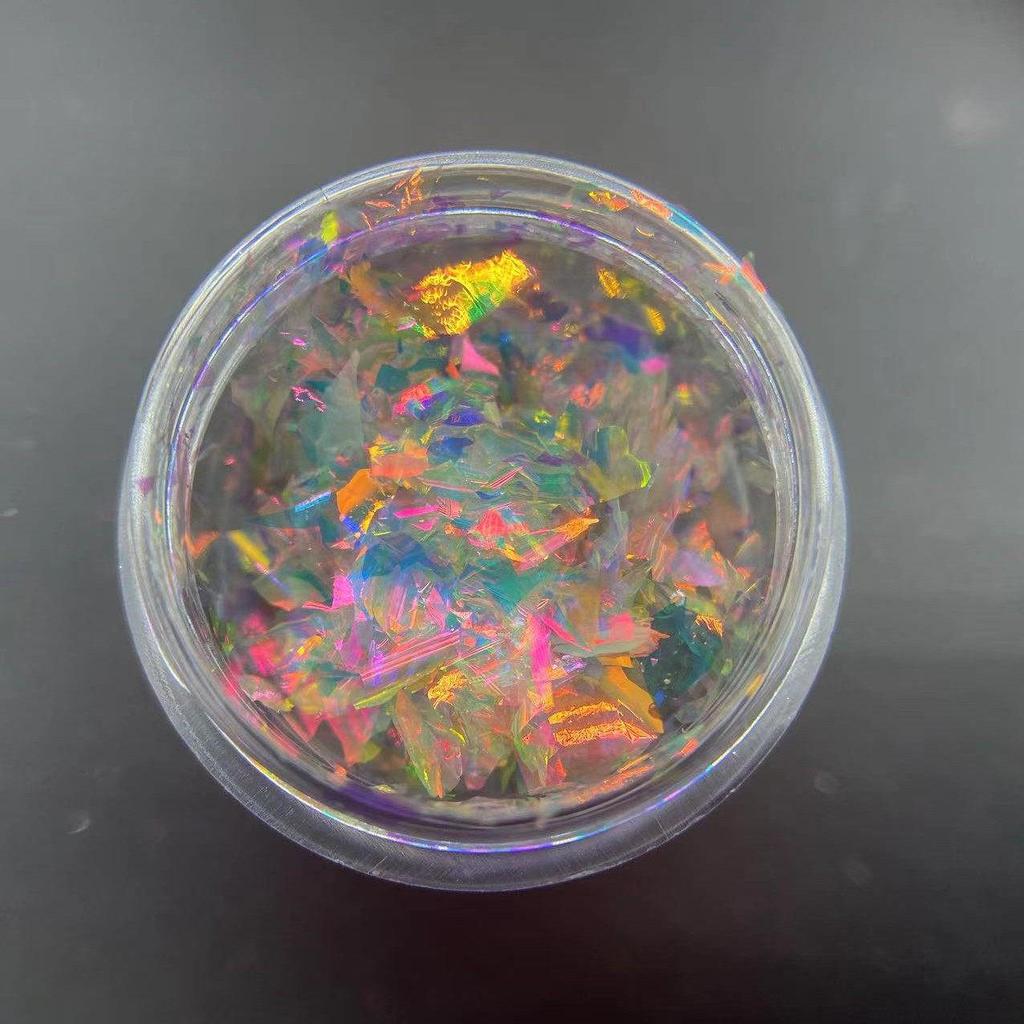 Yun Jin Halb-Irisierendes Opal-Nagelkunstpulver: Hochglänzende DIY Glitzer Pailletten.