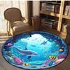 Underwater Cartoon Shark Round Carpet Soft Anti Slip and Wear-resistant Used As A Round Mat for Living Rooms Very Beautiful