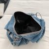 Bolso de Mezclilla Bordado Estampado Bolso Grande de Hombro Cruzado