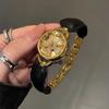 Luxury Rotating Flower Women Watch Leather Splicing Metal Strap Round Dial Fashion Elegant Ladies Quartz Dress Wristwatch Gift