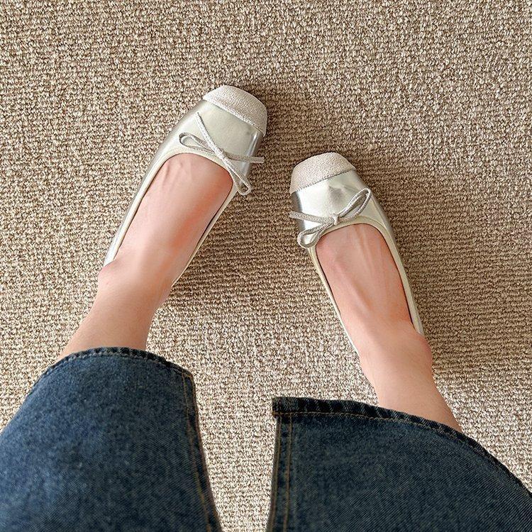 

Женские туфли на плоской подошве с ароматом, летние 2025 года, новые, в стиле феи, с бантом, ленивые, с одной педалью, неглубокие шапочки 40 серебряный