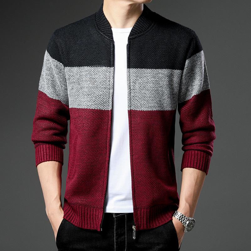 Autumn Thickened Long Sleeve Stand Collar Knitted Cardigan