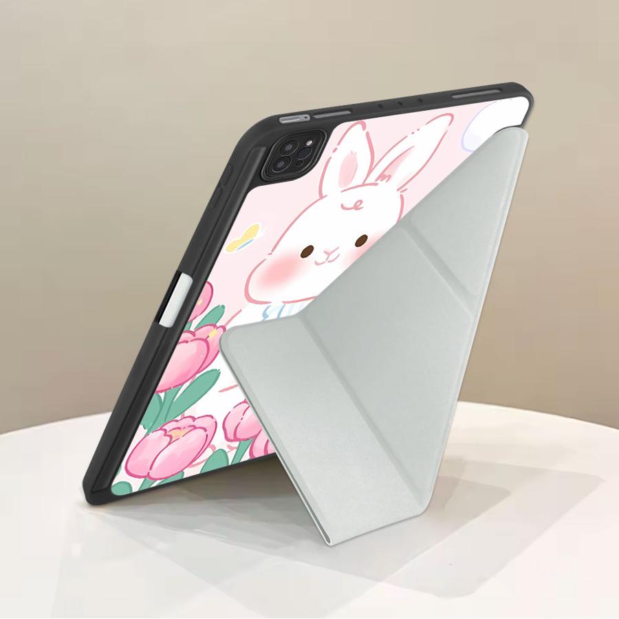 Pink Rabbit Holder Cover Tablet Case For iPad Pro 2025 Pro 11th 10th 9th 8th 7th 12.9inch Mini 6 7 Air 4 5 M3 M2 1 2 M4 11inch