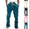 Men's Autumn Winter Solid Color Casual Sweatpants, Loose Straight Leg Long Pants