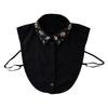 Soft Polyester Detachable Collar With Rhinestones Decors Half Shirt Blouse Top Suitable For Various Occasion Easy Care