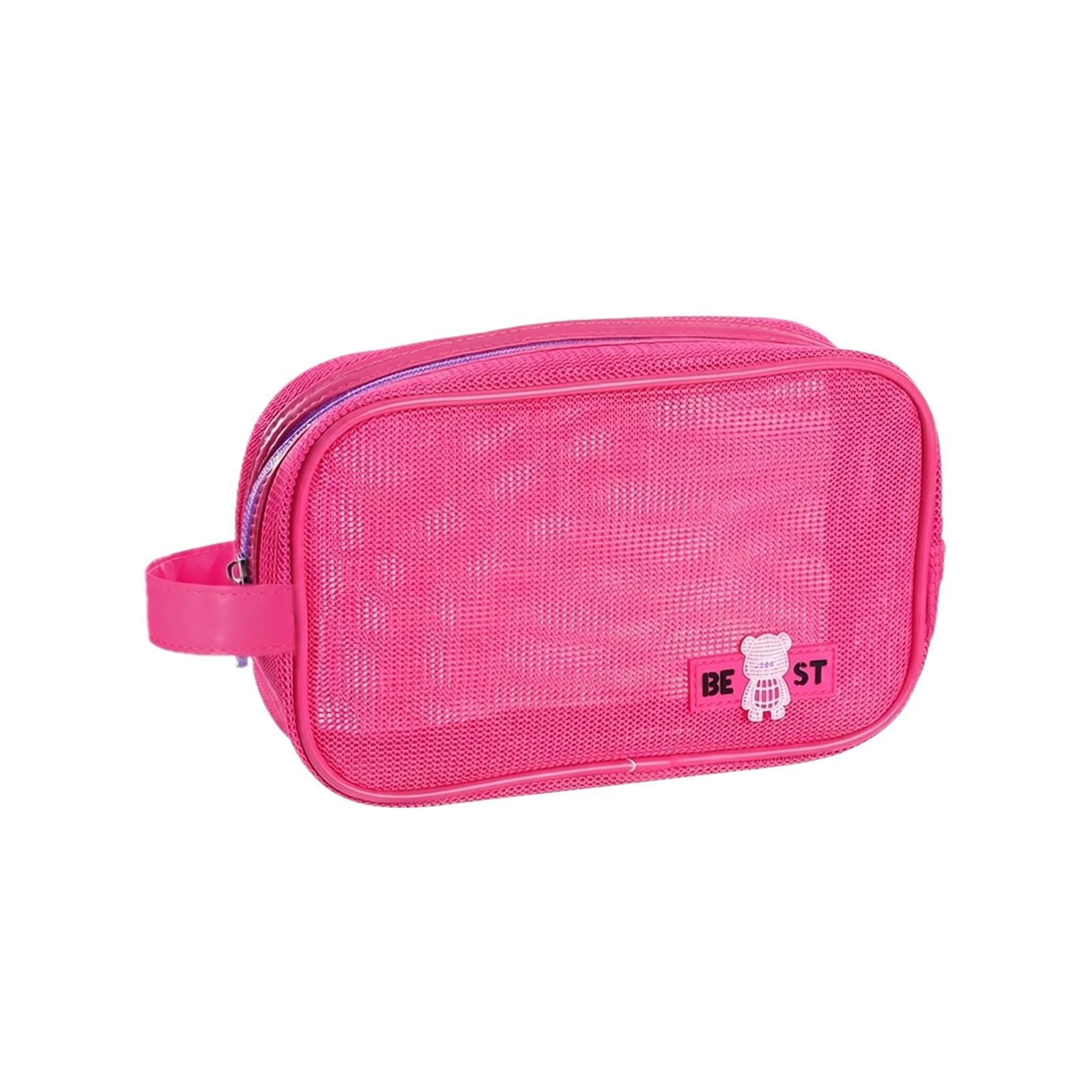 

Portable Travel Toiletry Bag Mesh Organizer Double Zipper Handheld Waterproof Storage Pouch for Cosmetics and Personal Care Accessories one size