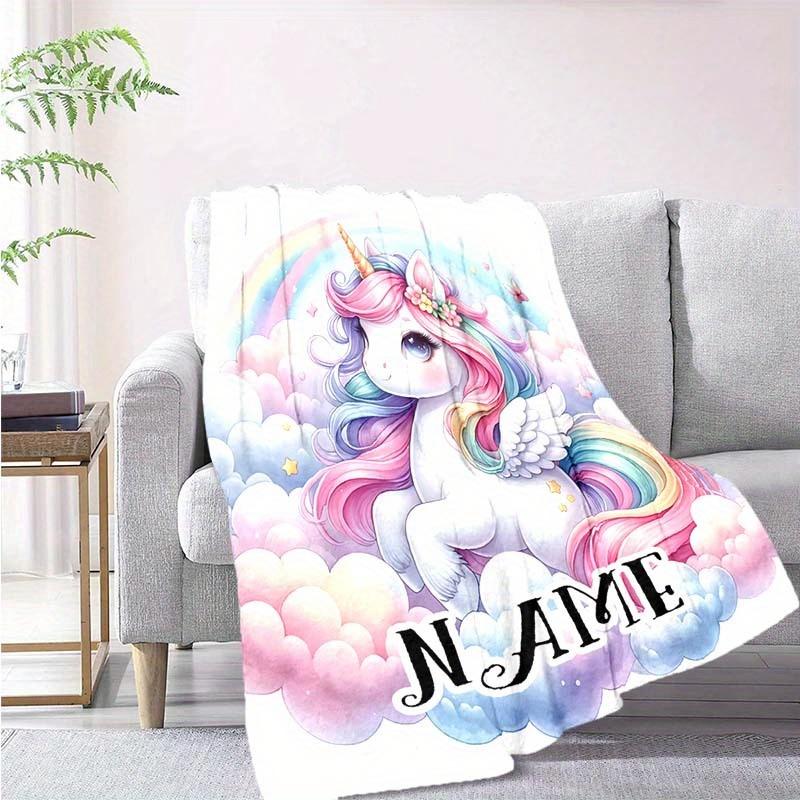 Unicorn Clouds Customize Your Name Blanket Warm Comfortable And Soft Blankets Are Suitable For Home Lunch Break Blanket Office Sofa Sofa Gift To