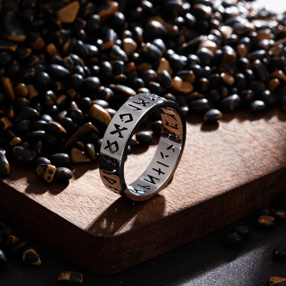 Vintage  6mm Out Odin Norse Viking Amulet Rune Rings for Men Words Ring Wedding Jewelry Valentine's Gifts Wholesale