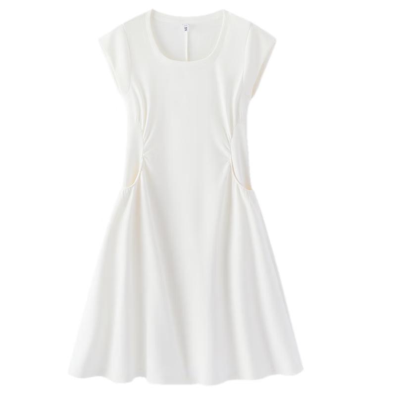 Semir Women's U-Neck Pleated Short Sleeve Dress