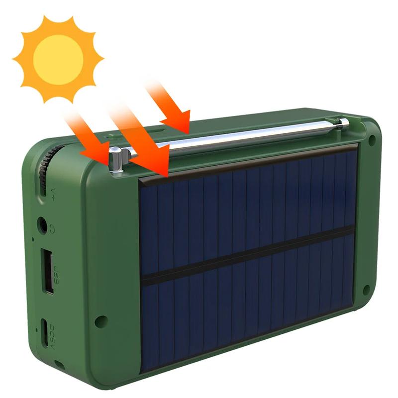 Přenosné DAB+ digitální rádio kompatibilní s Bluetooth, solárně napájené/dobíjecí, nouzový rádiový přijímač, LCD displej, bezdrátový reproduktor