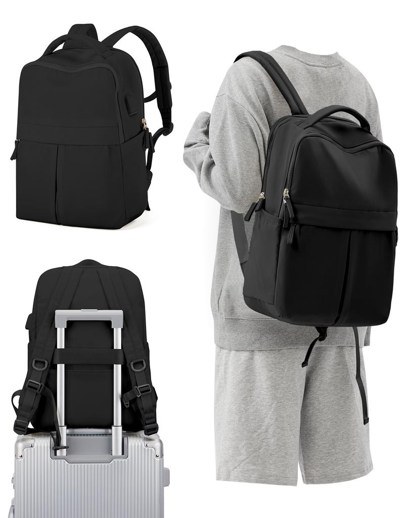 Black Laptop Backpack For Women Gym Backpack Casual Daypack Backpacks Travel Backpack For Traveling On Airplane Work Backpack
