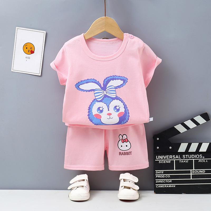 Korean Style Summer Cotton Outfit: Boys' Shorts and Girls' Short-Sleeve Set