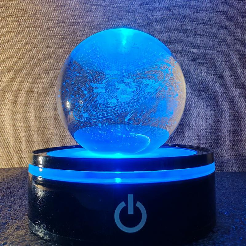 Solar System 3d kristallkula Kristallklot Laser snidad kristallkula med kulstativ Dekorativa planetsfärer Galaxy Födelsedagspresentprydnader