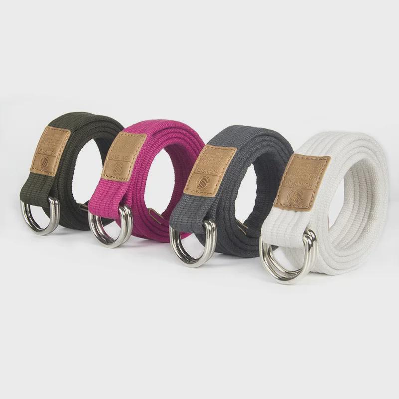 Korean Style Unisex Canvas Belt: 19 Colors, Double Ring Buckle, Casual & Business Design