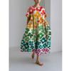 Damen Sommer Übergröße Gestreiftes Print Maxikleid, Lässiges Lockeres Rundhals Kurzarm Oversized A-Linien-Kleid