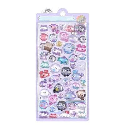 Süße 3D Pukupuku Sticker, Hohl, 3D Blasensticker Set, Belohnungssticker für Planer und Tagebücher, Schwebender Cartoon-Stil DIY, Glitzerndes Mädchen