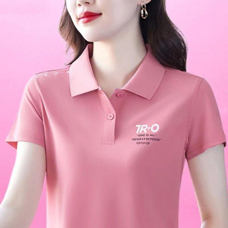 Summer Sports POLO Shirt Printed Short-sleeved T-shirt Women's Lapel Top