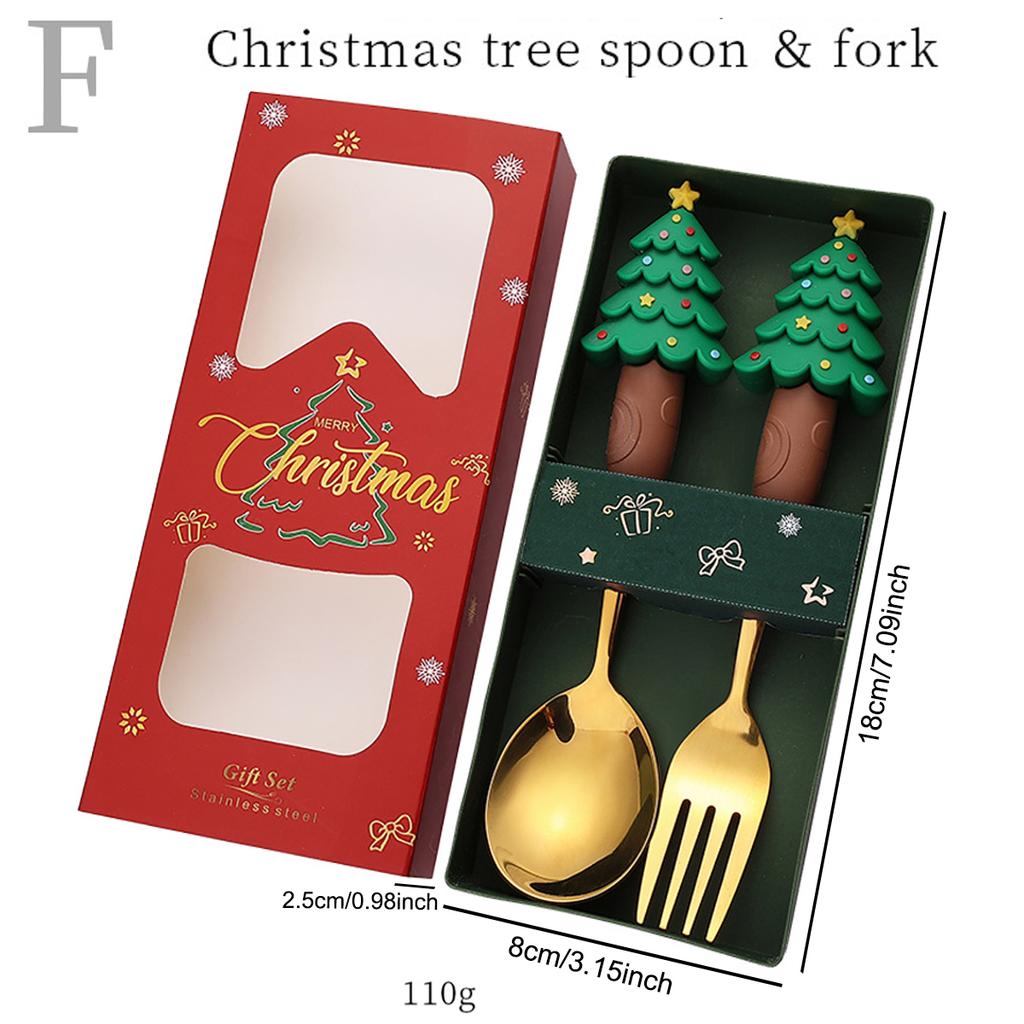2Pcs Fork Coffee Spoon Dinnerware Set with Gift Box Children Gold Cutlery Set Stainless Steel Flatware Western Kitchen Tableware