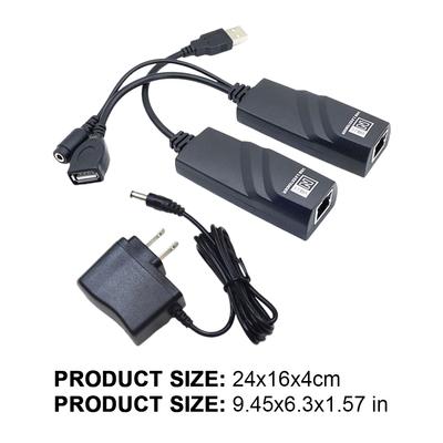 USB 2.0 Extender To RJ45 with Power Adapter Ethernet Extension Cable Connections Up To 100m for Camera Mouse Keyboard