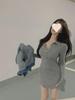 Women's Autumn Long Sleeve Polo Collar T-Shirt Dress - Sexy, Slim Fit Mini Skirt