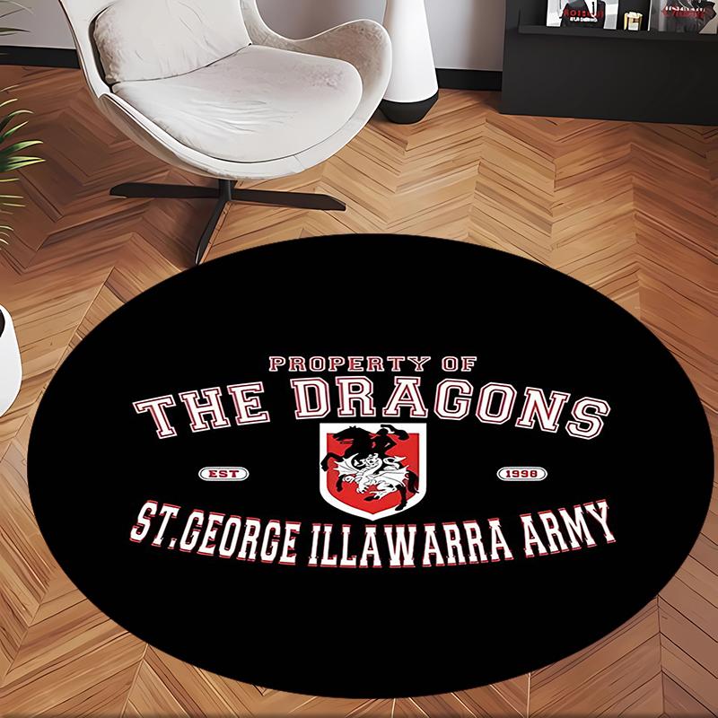 St George Illawarra Dragons (14) Runder Büroteppich Dekorativer Bodenteppich für Büro Schlafzimmer Wohnzimmer und Wohnbereich