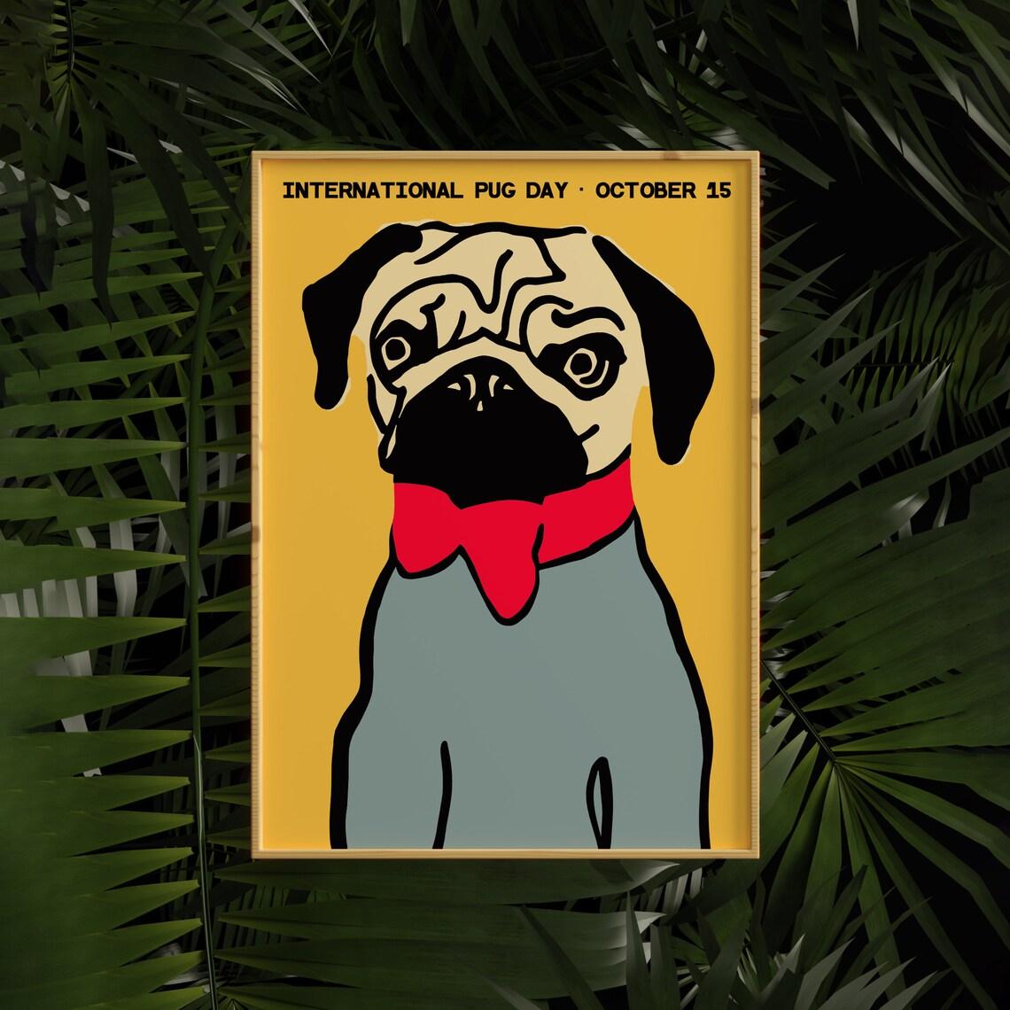 

Плакат на Международный день мопса, холст, живопись, постеры, милый и вычурный декор, очаровательный настенный художественный принт для собаки Мопса для домашней комнаты 21x30cm No Frame