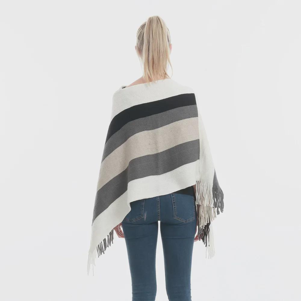 Nový jarní a podzimní pletený šál s střapci: Teplý, velký, volný top s kapucí