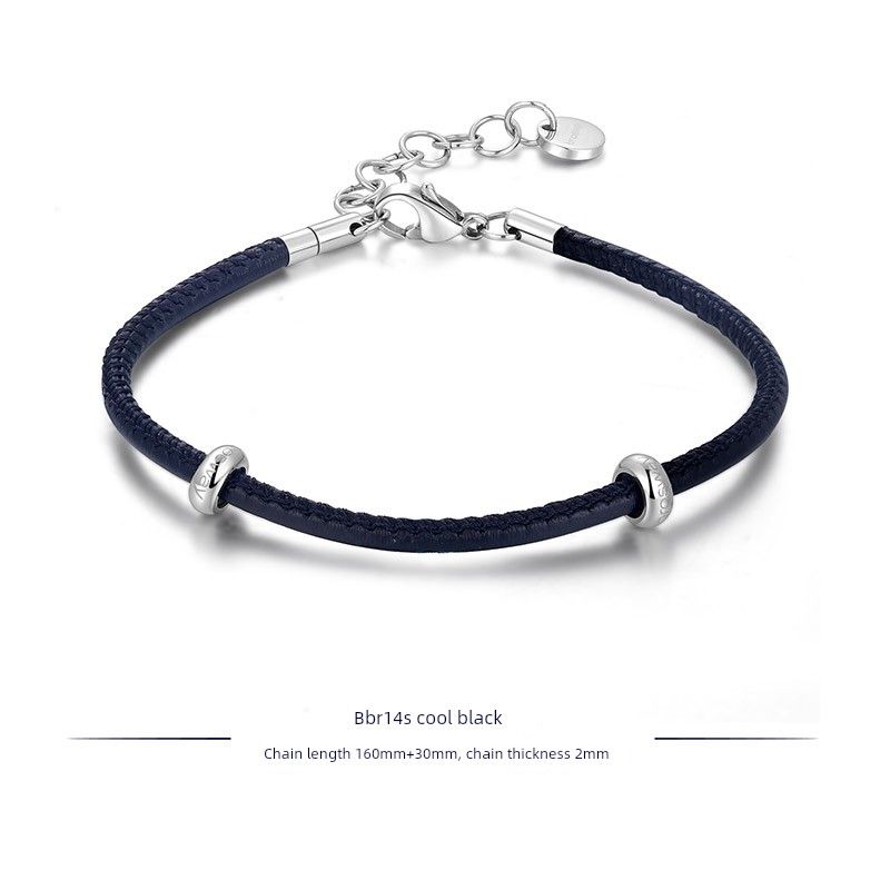 

DIY Affordable Luxury Fashion String Ornament Bracelet Mori Style Leather Rope Bbr14S Cool Black 160Mm+30Mm Chain Thickness 2mm