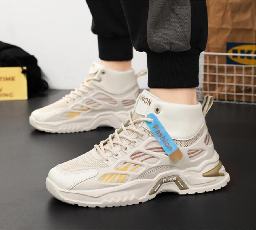 Fashion Men's High Top Sneakers Autumn Breathable Air-cushion Running Shoes Male Ankle Boots Fashion Designer Non Slip Tennis Shoes