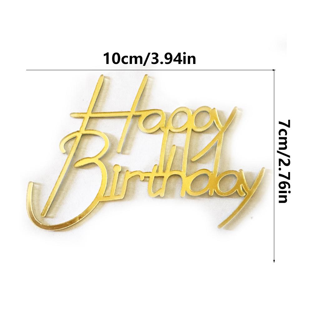 6pcs Happy Birthday Cake Toppers Rose Gold Acrylic Side Birthday Cake Decoration Cake Topper for Baby Dessert Decoration