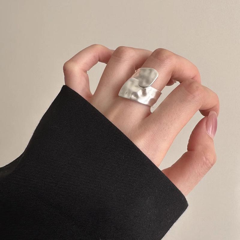 925 Silver Open Finger Ring Punk Heart Irregular Geometric Stackable For Women Girl Jewelry Gift Dropship