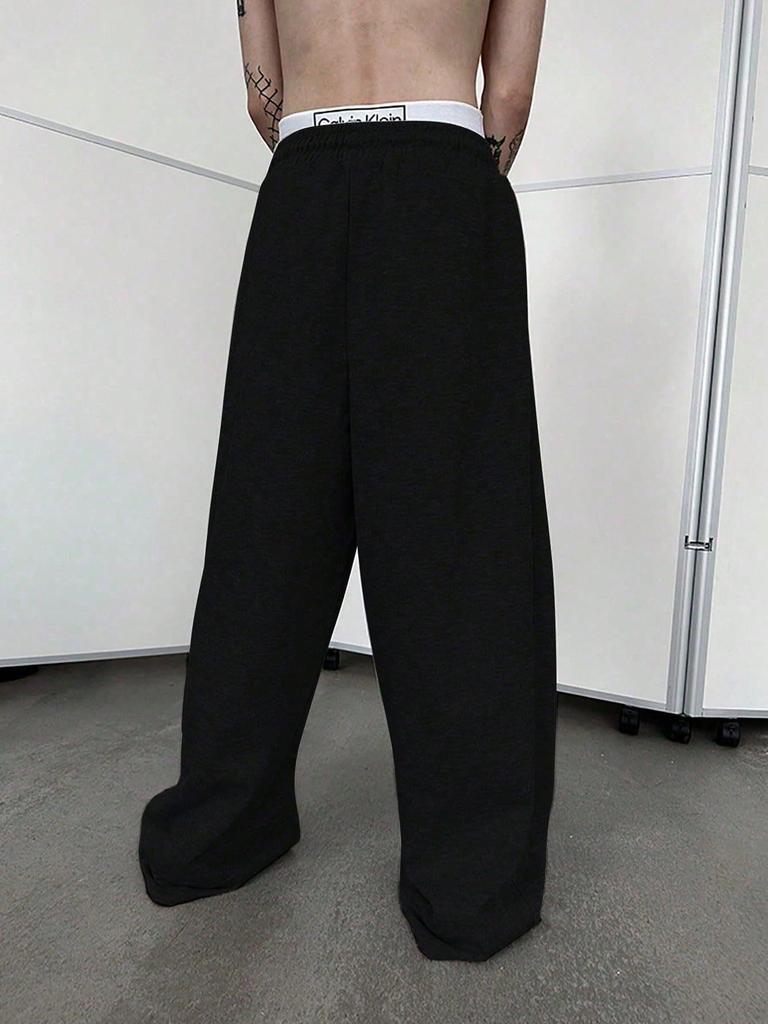 Men's Loose Fit Sweatpants with Drawstring Waist, Straight Wide Legs & Pockets Sportswear