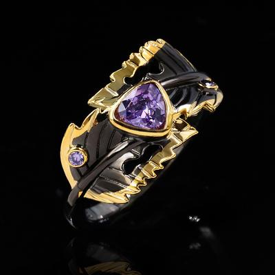 European and American Fashion Black Plated Two Color Women's Ring Copper Micro Set Love Zircon Jewelry