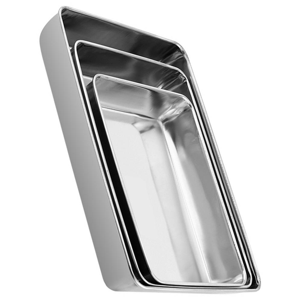 3 Pcs Food Tray Stainless Steel Organizing Trays Decorative Bread Rectangle for Serving Silver Dessert Plate Cake Pan
